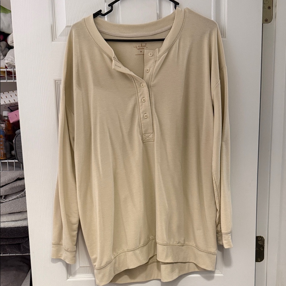 Maternity Isabel Cream Henley Long Sleeve - Medium